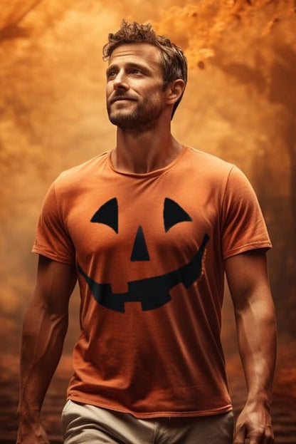 Ann Arbor T-shirt Co. Giant Jack O' Lantern Face | Halloween Pumpkin Fun Unisex T-Shirt for Men Women, XL