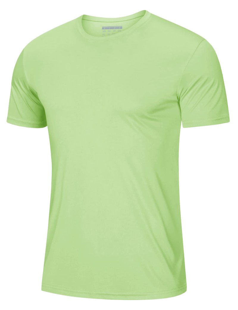 MAGCOMSEN UPF 50 Shirts for Men Short Sleeve Summer T-Shirt UV Protection Running Shirts Quick Dry T Shirts Light Green L