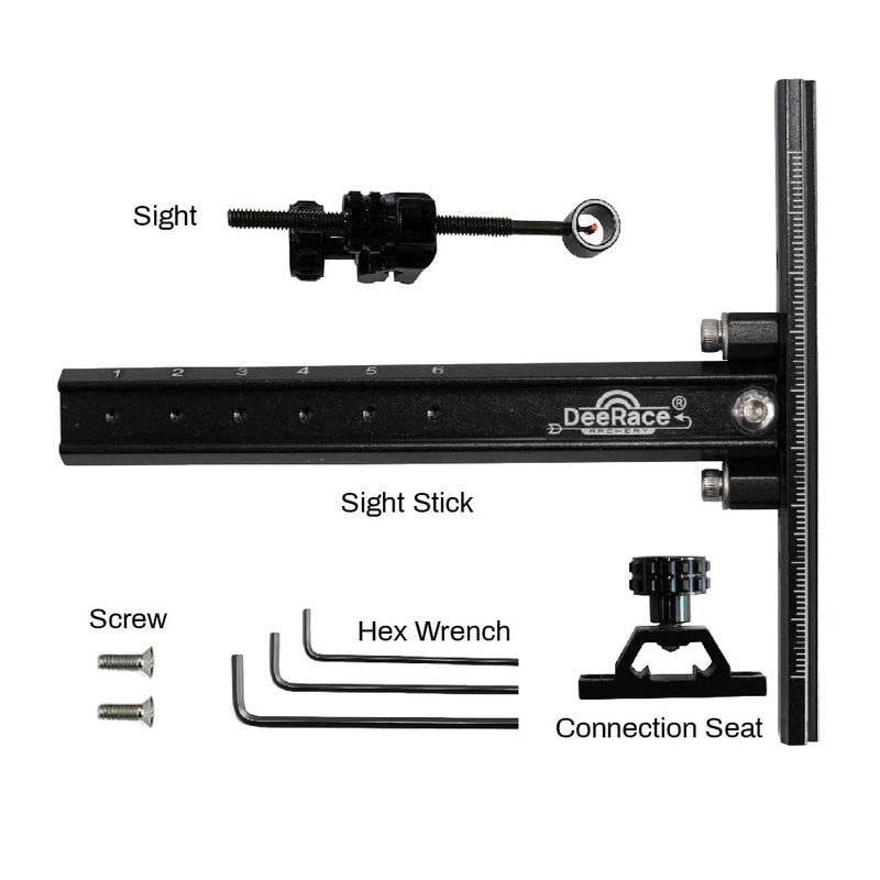 DeeRace Archery Recurve Bow Sight, Adjustable T Shape Target Shooting Bowsight with Optical Fiber Pin Sight (Black)