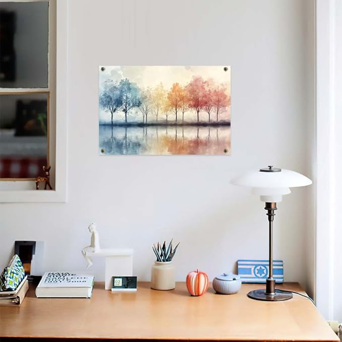 Yesad Trees Pictures, Abstract Wall Art Watercolor Tree Prints Artwork Nature Canvas Painting Landscape Poster Botanical Wall Décor for Living Room Bedroom Office Farmhouse (Unframed,12”x8”, Tree9)
