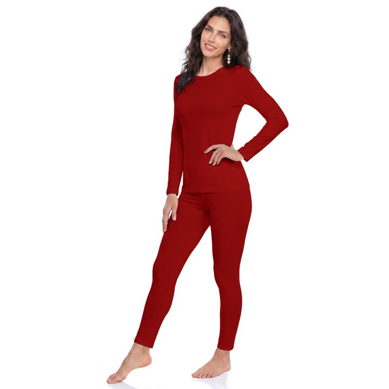 WEERTI Thermal Underwear for Women Long Johns with Fleece Lined Base Layer Women Cold Weather Top Bottom-Red XL