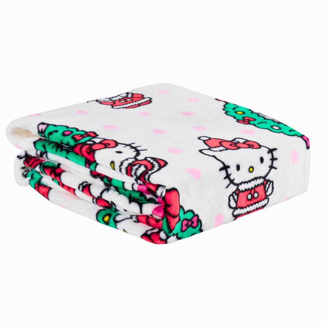 Franco Collectibles Sanrio Hello Kitty Holiday Christmas Blanket, Super Soft Cozy Plush, 60 in x 90 in, (Officially Licensed Product)