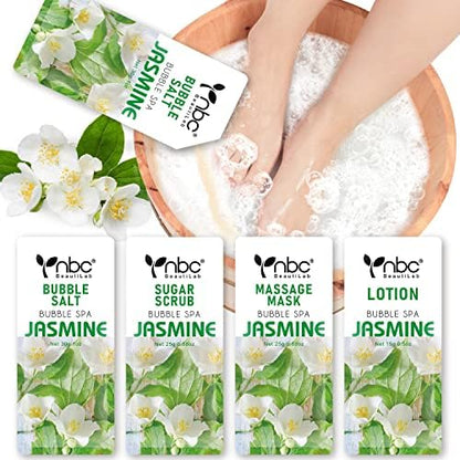 Pedicure Kit Foot Soak Set: Bubble Salt, Sugar Scrub, Massage Mask, Massage Lotion in a Box, 4 Step Foot Spa Kit for Dry Feet,Tired Feet（3 Set Tropical Fruit)