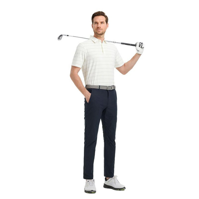 M MAELREG Mens Polo Shirts Short Sleeve Quick Dry Fit Striped Performance Lightweight Active Mens Golf Polo Shirts