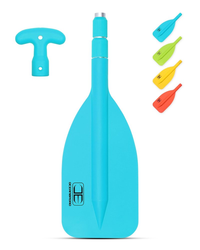 OCEANBROAD Telescoping Emergency Paddle 21''-42''（Assembling Required） Collapsible Paddles Aluminium Shaft for Kayaking Boating Canoeing River Tubing, Blue, 2 Paddles