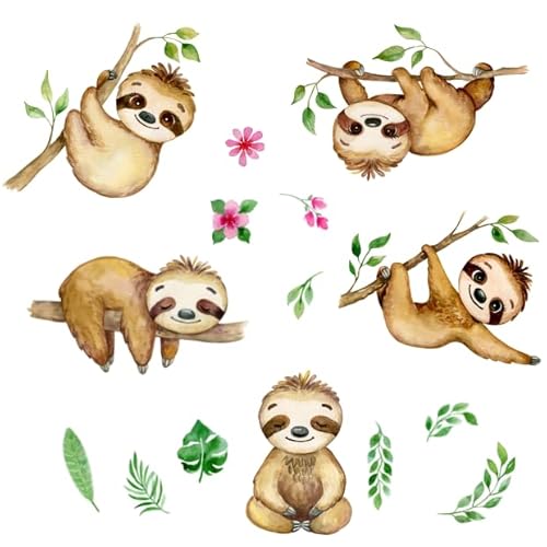 Large Sloth Wall Sticker for Kids Nursery Room,Sloth Wall Decals Peel and Stick for Kids