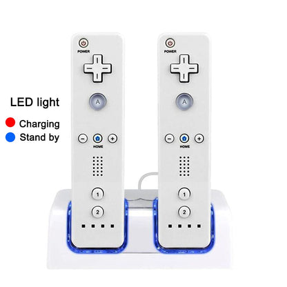 OSTENT Charger Dock Station + 2 Battery Packs Compatible for Nintendo Wii Remote Controller Color White