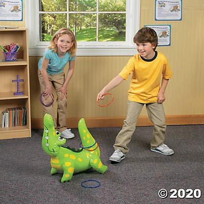 Fun Express Inflatable Alligator Ring Toss Game (Includes 6 Rings) Party Games and Activities for Kids