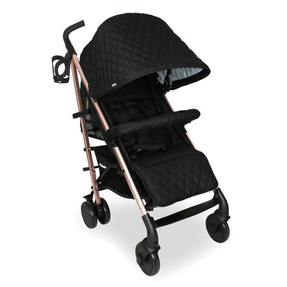 My Babiie MB51 Stroller – from Birth to 4 Years (22kg), Lightweight, Umbrella Fold, Travel Buggy for Toddlers, Pushchair Includes Footmuff, Cup Holder, Rain Cover - Black Quilted