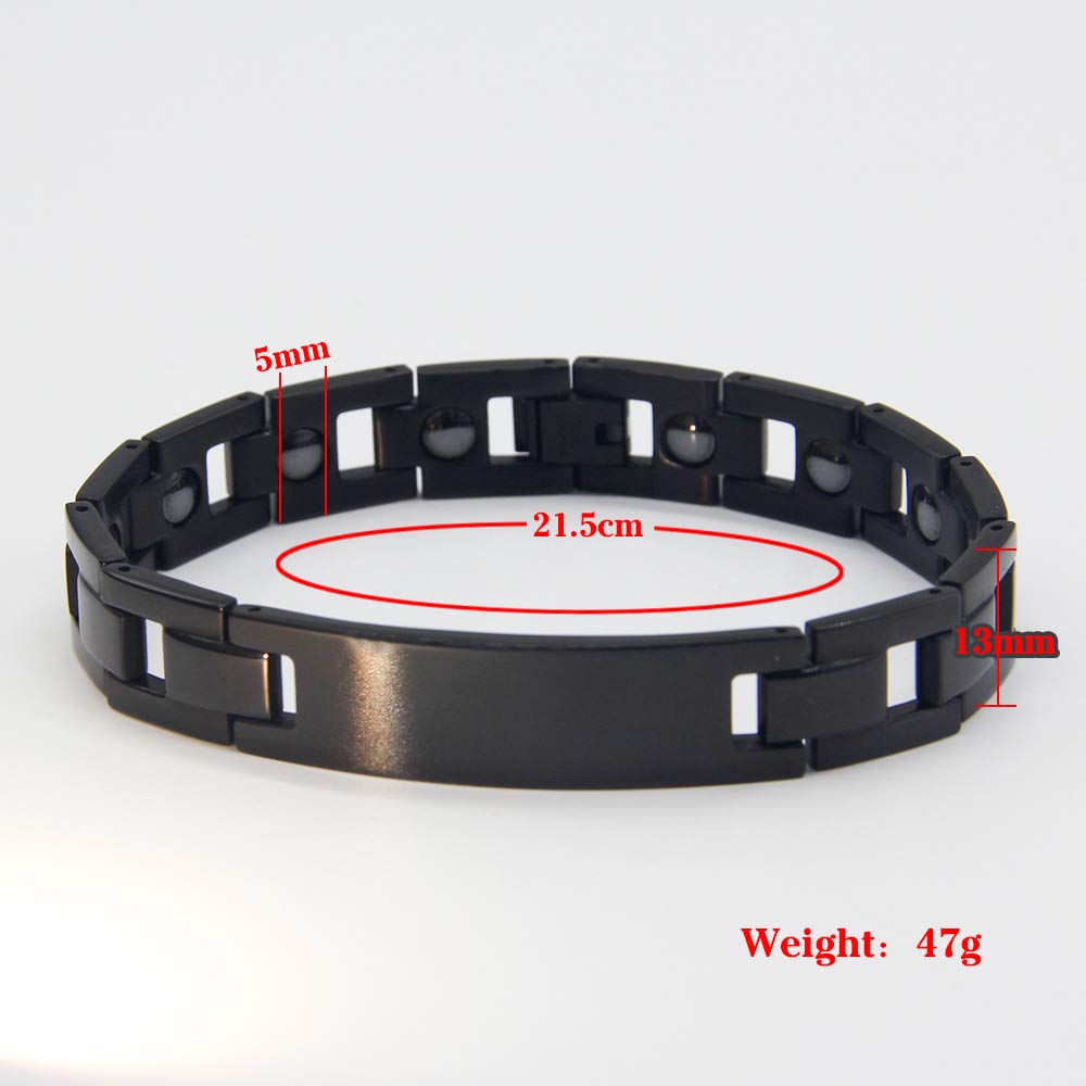 howson london Personalised Men's Magnetic Bracelet Name Engraved Bracelet with Gift Box Titanium Steel Magnet Wristband for Daddy Gifts for Christmas (Silver)