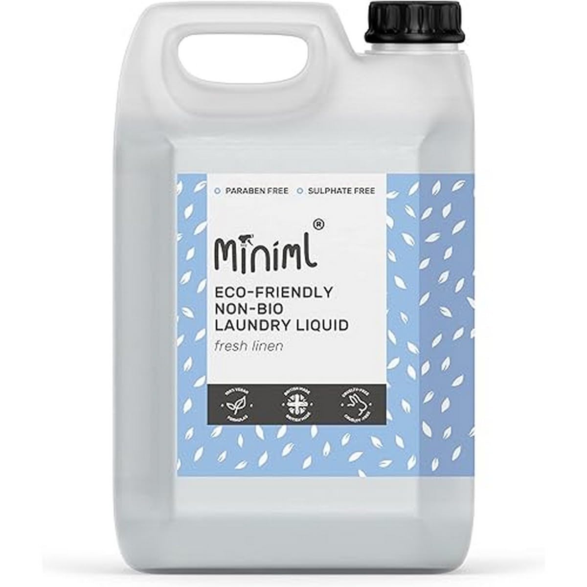 Miniml Eco Laundry Liquid Washing Detergent 5L Refill - Natural Non Bio Fresh Linen Scented Clothes and Fabric Softener for Machine or Delicate Hand Cleaning - 100% Vegan & Cruelty Free (165 Washes)