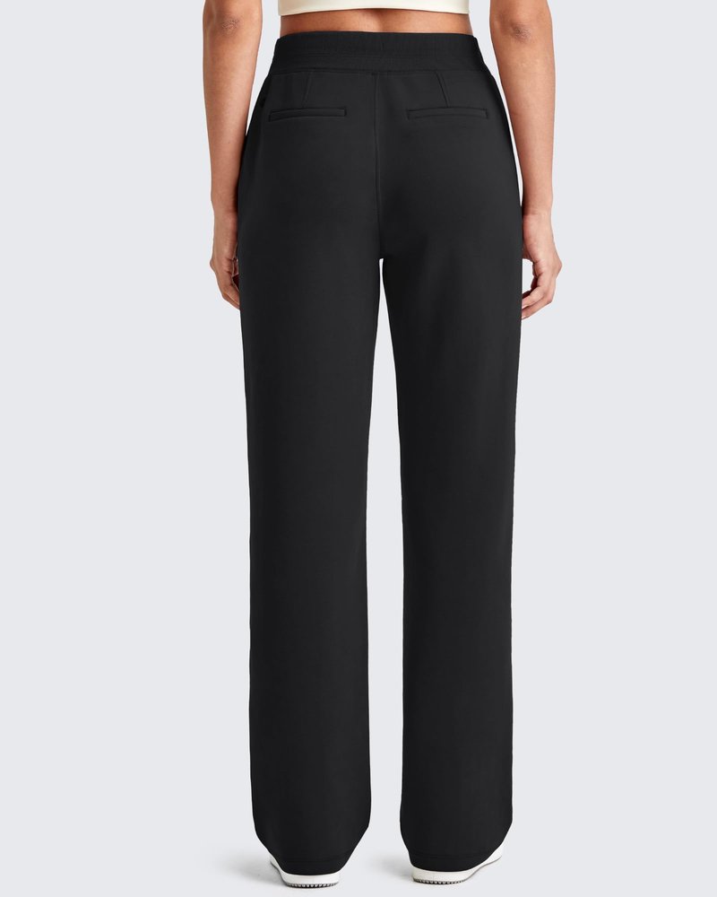 G4Free Trousers Pants for Women Wide Leg Sweatpants Mid Rise Drawstring Pull on Casual Relaxed Fit Lounge Pants with Pockets(Black,L,Regular)