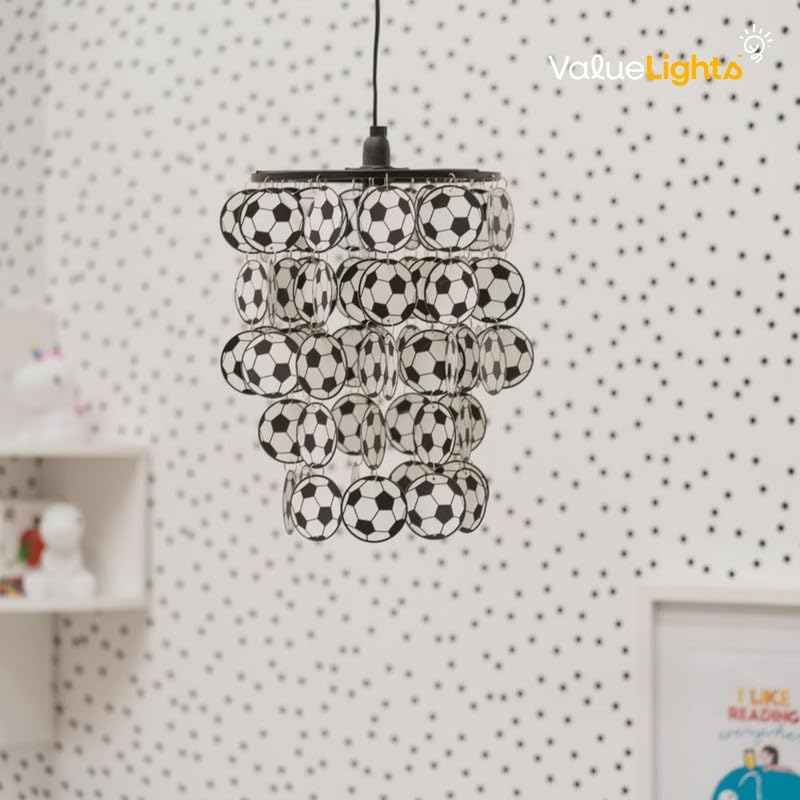 MiniSun | Black and White Football Ceiling Light Shade | Children's Lighting, Home Décor & Improvement Essential | 230mm Shade Width