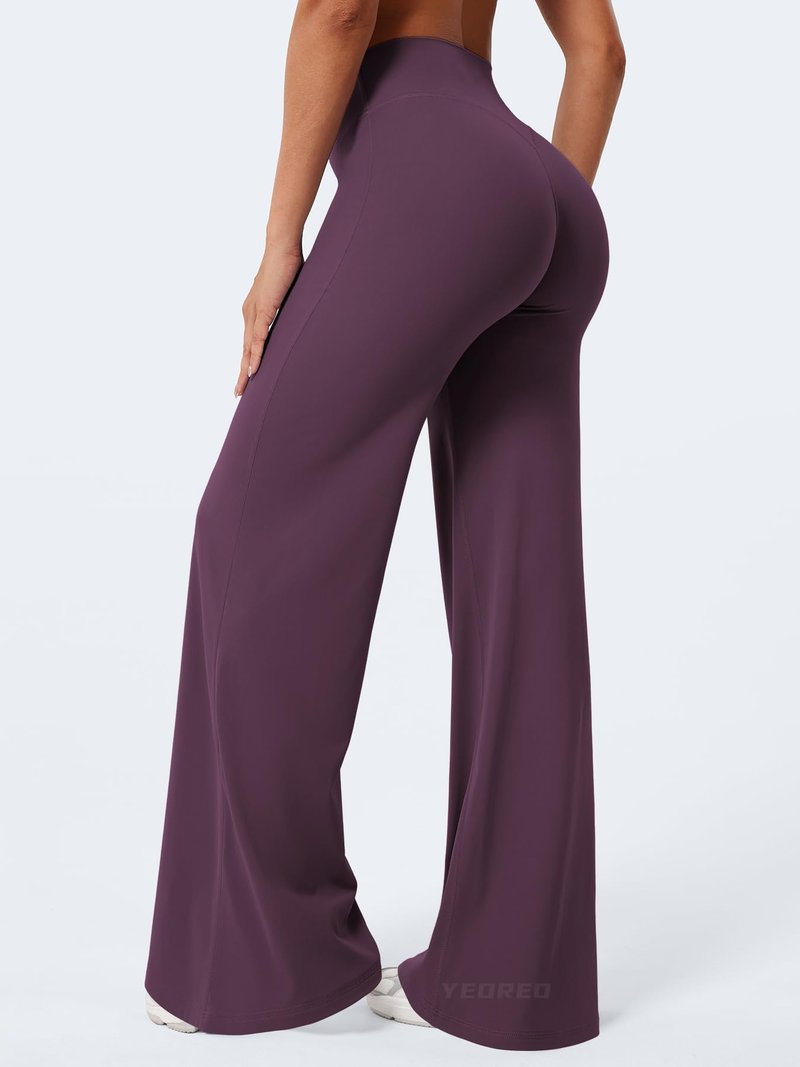 YEOREO Workout Leggings Womens No Front Seam Straight Leggings 35" High Waist Buttery Eddiy Gym Yoga Pants Black Berry Purple XS