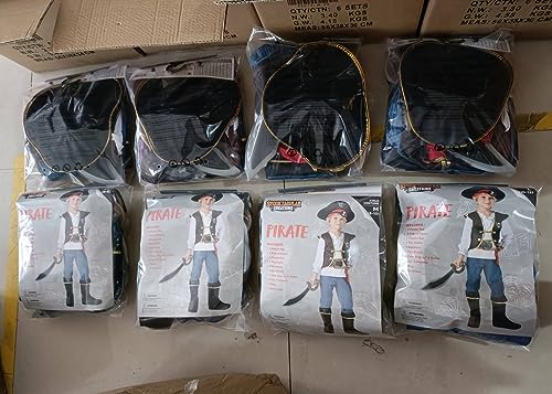 Spooktacular Creations Halloween Pirate Costume Kids, Blue Boys Pirate Costume Deluxe Set with Accessories for Toddler Halloween DressUp, Themed Party (Small, 5-7 yrs)