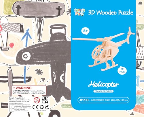 Georgie Porgy 3D Wooden Puzzles DIY Models Kits for Kids Dinosaur Airplane Woodcraft Construction Toy Pack of 6 (Airplanes Cars Yacht)