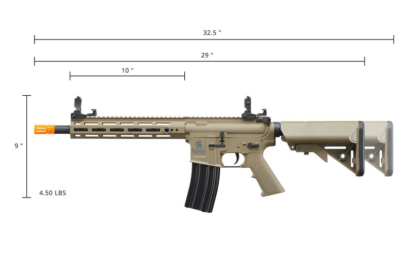 Lancer Tactical Gen 2 Hellion MLOK 10" Piactinny Polymer Airsoft M4 AEG- Full/Semi-Auto Airsoft Gun (Battery and Charger Included)