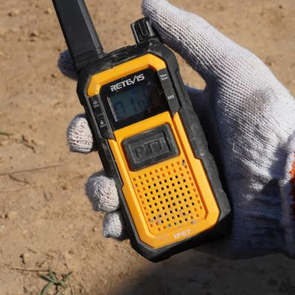 Retevis RB48 Heavy Duty Walkie Talkies, Waterproof Two Way Radio, Advanced Triple Proof, 2000 mAh, Emergency, 2 Way Radio Long Range for Job Site (4 Pack) Yellow