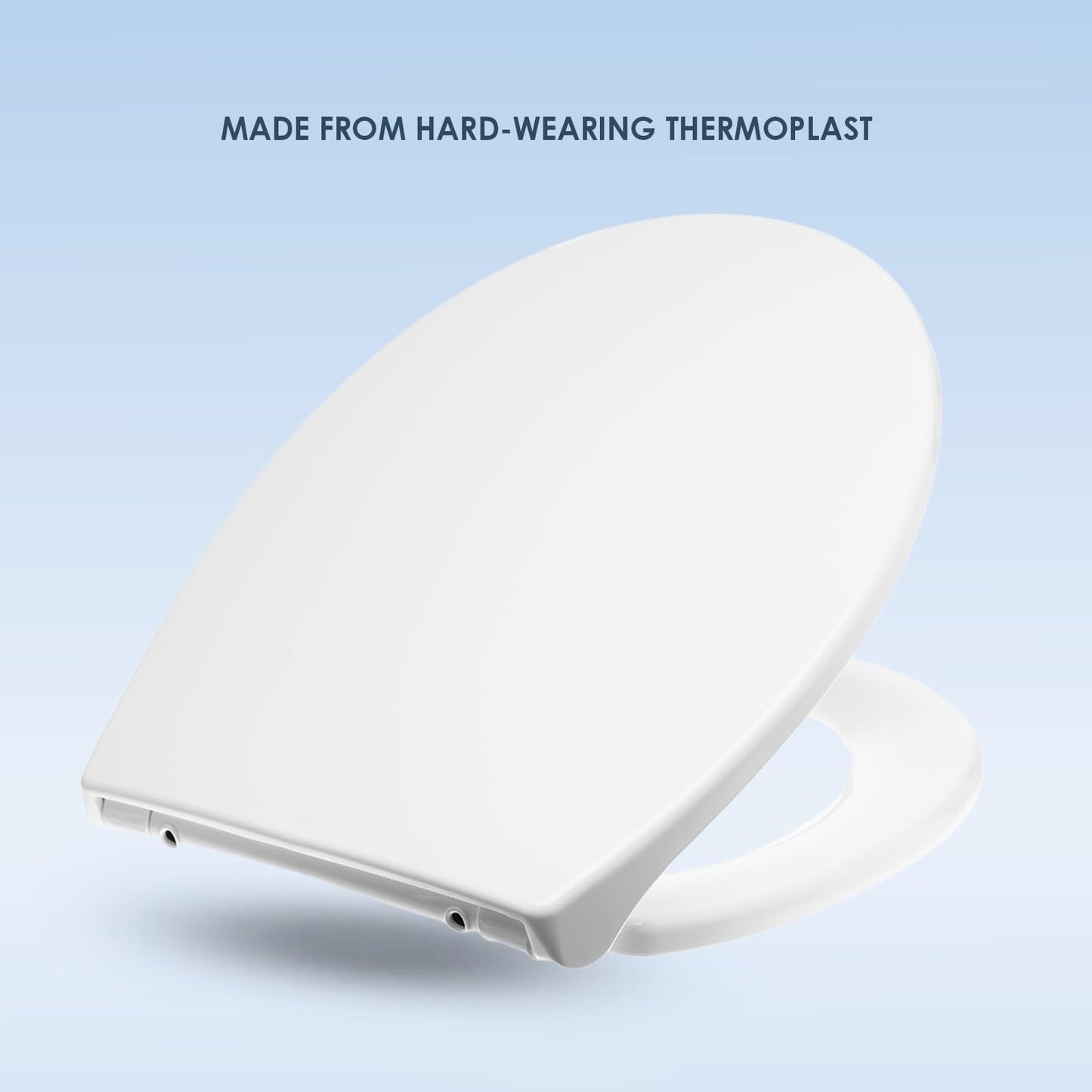 AQUALONA® Premium Thermoplastic Toilet Seat - Soft Close - Hard-Wearing Seat with One Button Hinge Release - Click, Lift & Clean Technology - Top and Bottom Fittings (White - Oval Shaped)