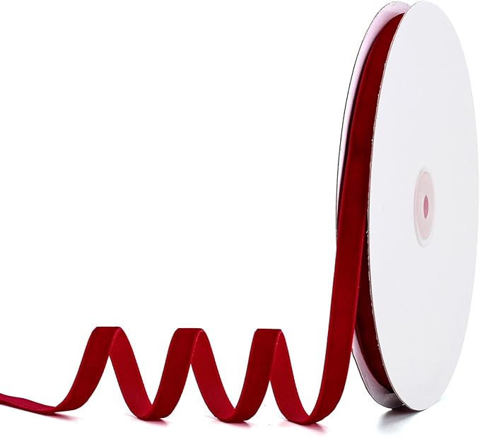 Red Velvet Ribbon 3/8" x 20Yd,Great for Gift Wrapping,Hair Bows Making, Wreaths,Wedding and Christmas Party Decoration(Red 3/8")