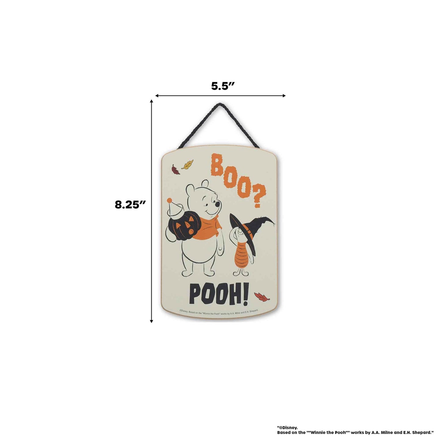 Disney Winnie the Pooh and Piglet Boo Halloween Hanging Wood Wall Decor - Cute Winnie the Pooh Halloween Decoration for Home