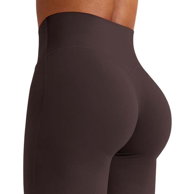 YEOREO Workout Leggings Womens No Front Seam Straight Leggings 31.5" High Waist Buttery Eddiy Gym Yoga Pants Dark Brown L