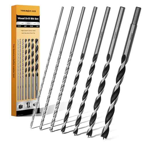 Extra Long 9.05" Brad Point Wood Drill Bit Set Metric - 7 Pack Carpenters Quality - Drill Splinter-Free Perfectly Round Holes in All Types of Wood (1/8",3/16",1/4", 5/16",3/8",7/16",1/2")