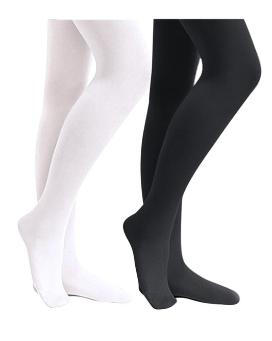 Stelle Girls' Ultra Soft Pro Dance Tight/Ballet Footed Tight(Toddler/Little Kid/Big Kid),BK+WT,S