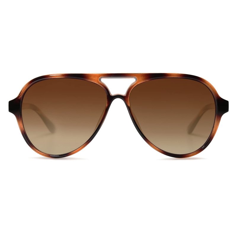 SOJOS Classic Polarized Aviator Sunglasses for Women Men, Retro Trendy Aviators Shades SJ2201, Dark Brown Pattern/Green