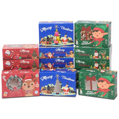 SAITI 24 PCS Christmas Cookie Boxes Bakery Christmas Treat Boxes Christmas Cookie Tins with Lids Christmas Cookie Gift Baking Box for Gift Giving Holiday Party Food Packaging Containers, Update 2025