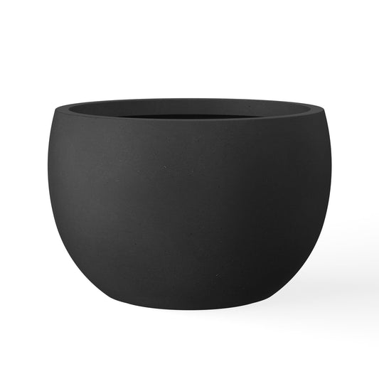 Kante 15.7" Dia Round Concrete Planter, Outdoor/Indoor Large Bowl Plant Pots with Drainage Hole and Rubber Plug for Garden Patio Balcony Home, Black