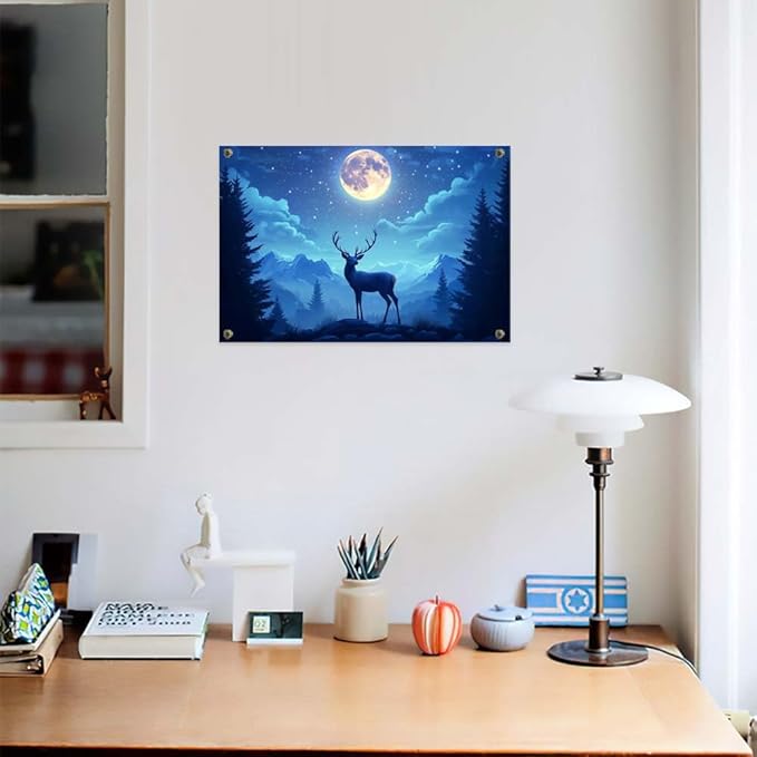 Yesad Deer Wall Art, Christmas Canvas Wall Art, Animal Picture Artwork Aesthetic Poster Prints Wall Décor for Farmhouse Living Room, Bedroom, Office (Unframed,36”x24”,Deer4)