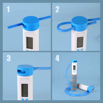 Jump Rope, Digital Weighted Handle Workout Jumping Rope with Calorie Counter for Training Fitness, Adjustable Exercise Speed Skipping Rope for Men, Women, Kids, Girls (Blue)