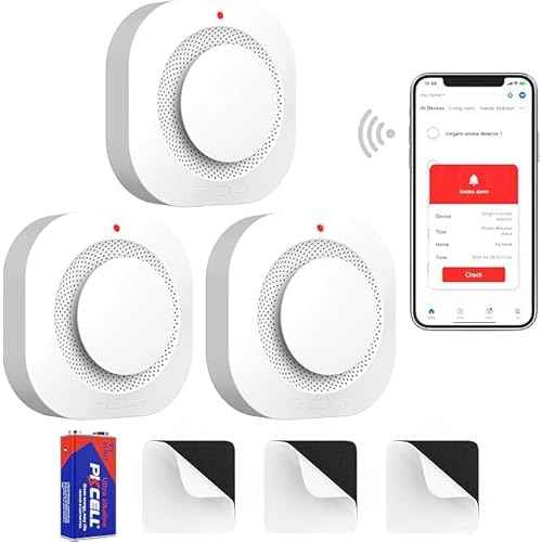 Smart Smoke Detector Fire Alarm with Replaceable Battery, Wi-Fi Smoke Detector, Real-Time App Notifications, 3-Pack