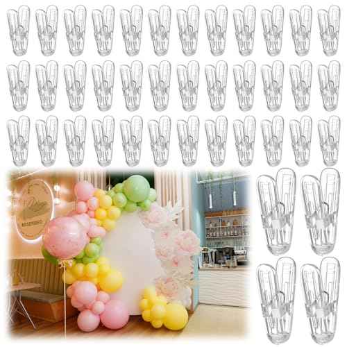 LemonRoad 40 Pack Balloon Arch Clips Plastic Spring Clamps 2.4 Inch Heavy Duty Clip for Balloon Arch Kit Birthday Decoration Crafts Backdrop Woodworking Photography Studios (Transparent)