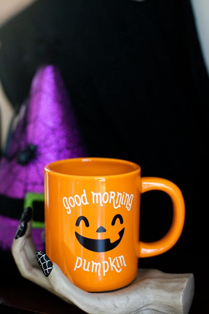 Pearhead Halloween Coffee Mug Set of 2 Fall Pumpkin Ghost Ceramic Cups 13oz Microwave Dishwasher Safe Autumn Gift