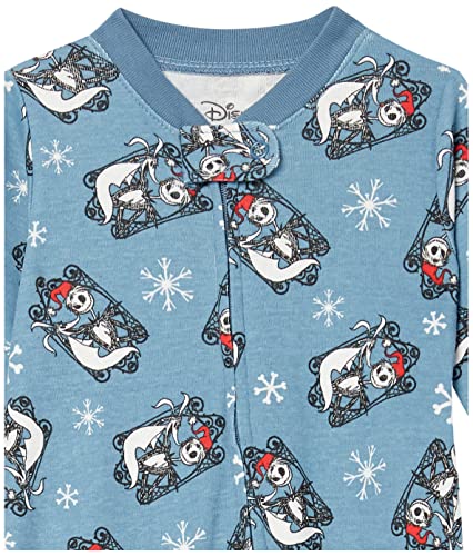Amazon Essentials Disney | Marvel | Star Wars Unisex Babies' Snug-Fit Cotton Footed Pajamas, Nightmare Santa Jack - Sleep & Play, Newborn