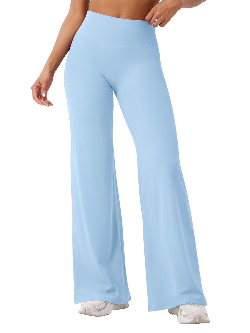 YEOREO Workout Leggings Womens No Front Seam Straight Leggings 31.5" High Waist Buttery Eddiy Gym Yoga Pants Airy Blue L