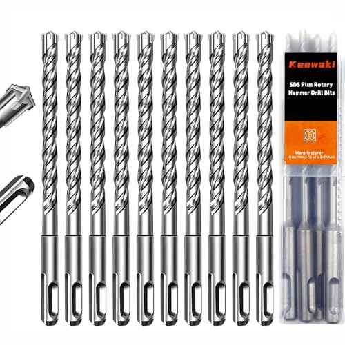 10 Pack 1/2" x 6" SDS Plus Rotary Hammer Drill Bits Set, Cross Carbide Tip, Heavy Duty Masonry Drill Bits for Concrete, Brick Hammer Drill Bits - Concrete Drill Bit Set