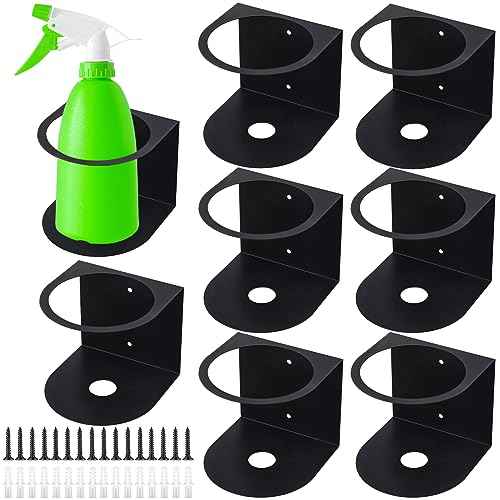 Gerrii 8 Pcs Spray Bottle Holder Wall Mount Bottle Organizer Spray Can Holder Organizer for Garage and Workspace Stainless Steel Easy Install Craft Workspace Paint Rack with Hardware (Black)