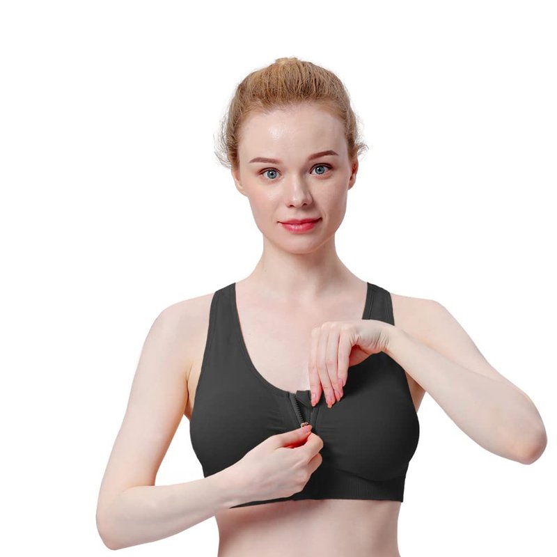 WANAYOU Racerback Sports Bra, Women's Zip Wire-Free Yoga Sports Bra (L:Fit 34C,34,34D,34DD,36B,36C,38A,38B, 3 Pack(Black+Flesh+White))