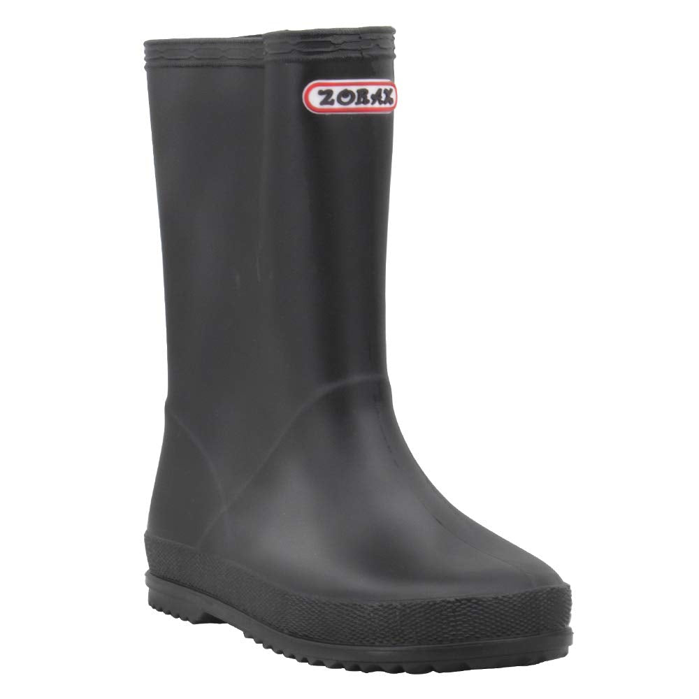 Zorax - UK3 Adult - EU34 - Black Girls Boys Waterproof Non-Slip Kids Motorbike Rain Boots Kids Rain Shoes Wellies Unisex Children Wellington Boots