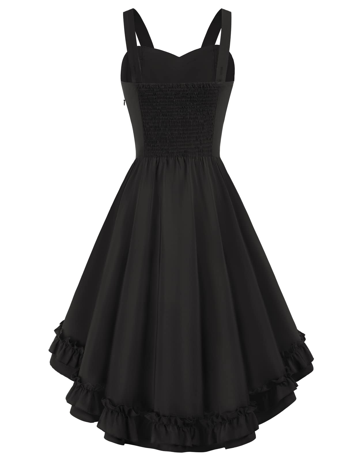 Scarlet Darkness Steampunk Dress for Women Ruffle High-Low Hem Gothic Witch Dresses Halloween Costumes Black L