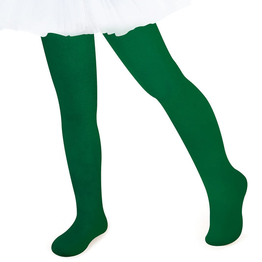 Green Halloween Leggings for Girls Size 6-7, Dark Green Tights with Spooky Design