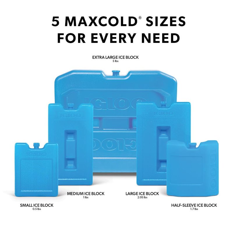 Igloo Maxcold Ice Blocks, Reusable Ice Packs for Coolers, Freezer Pack, Cold Packs for Coolers, Long Lasting Ice Blocks