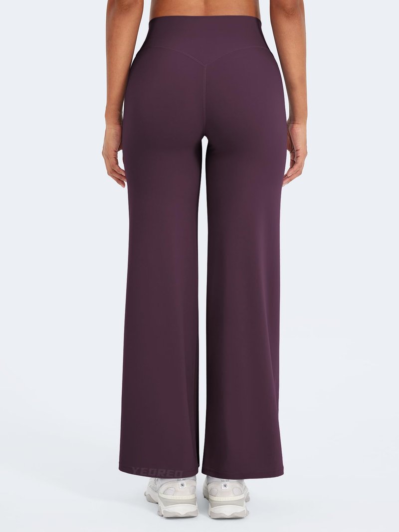 YEOREO Workout Leggings Womens No Front Seam Straight Leggings 29" High Waist Buttery Eddiy Gym Yoga Pants Black Berry Purple M