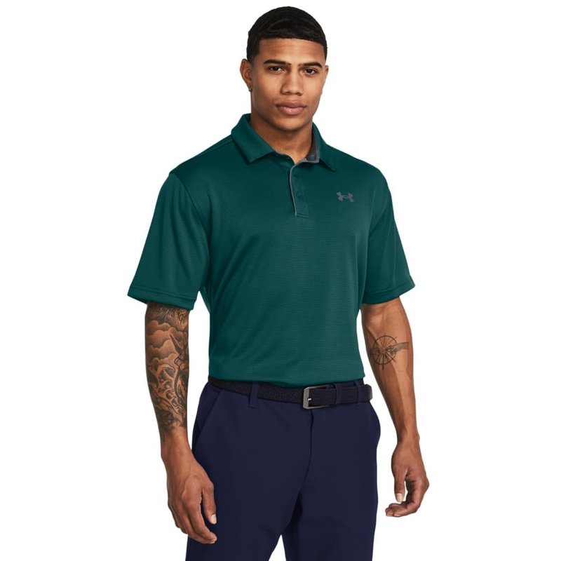 Under Armour Men's Tech Golf Polo, (449) Hydro Teal / / Pitch Gray, Small