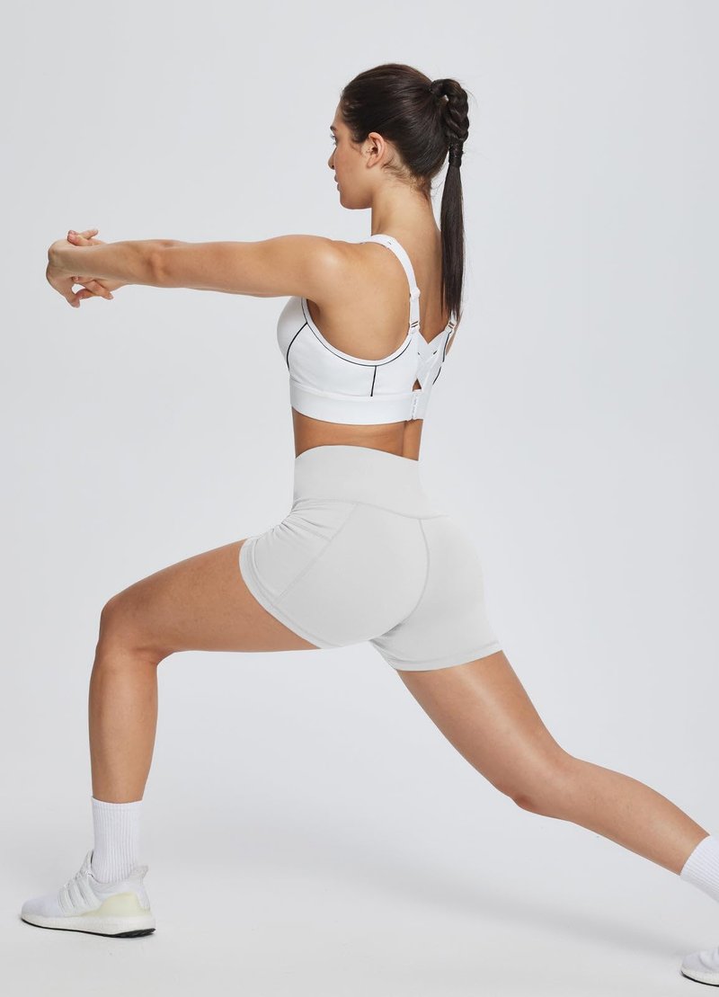 baleaf Gym Shorts Women 3" Biker Workout Yoga Spandex Running Volleyball Tummy Control Compression with Pockets White S