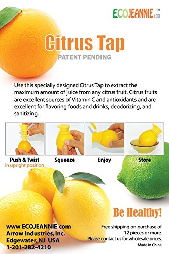 EcoJeannie 2 Pack Citrus Tap, Portable Lemon Juicer Faucet (Patent Pending), Lime Squeezer, Juice Extractor- BPA Free Hormone Free