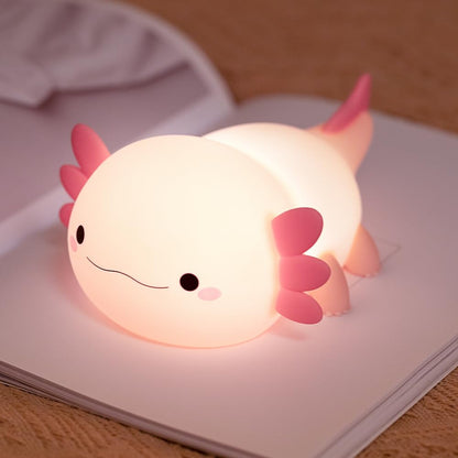 KangTen CHEN Cute Axolotl Night Light for Kids Bedroom, Animal Silicone Nursery Night Lamp Touch Control Nightlights USB Rechargeable Bedside Lamp for Baby Children Toddlers Girls Gift (Pink Axolotl)